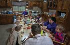 The Wiebe family of 11 at breakfast in Chihuahua, Mexico.