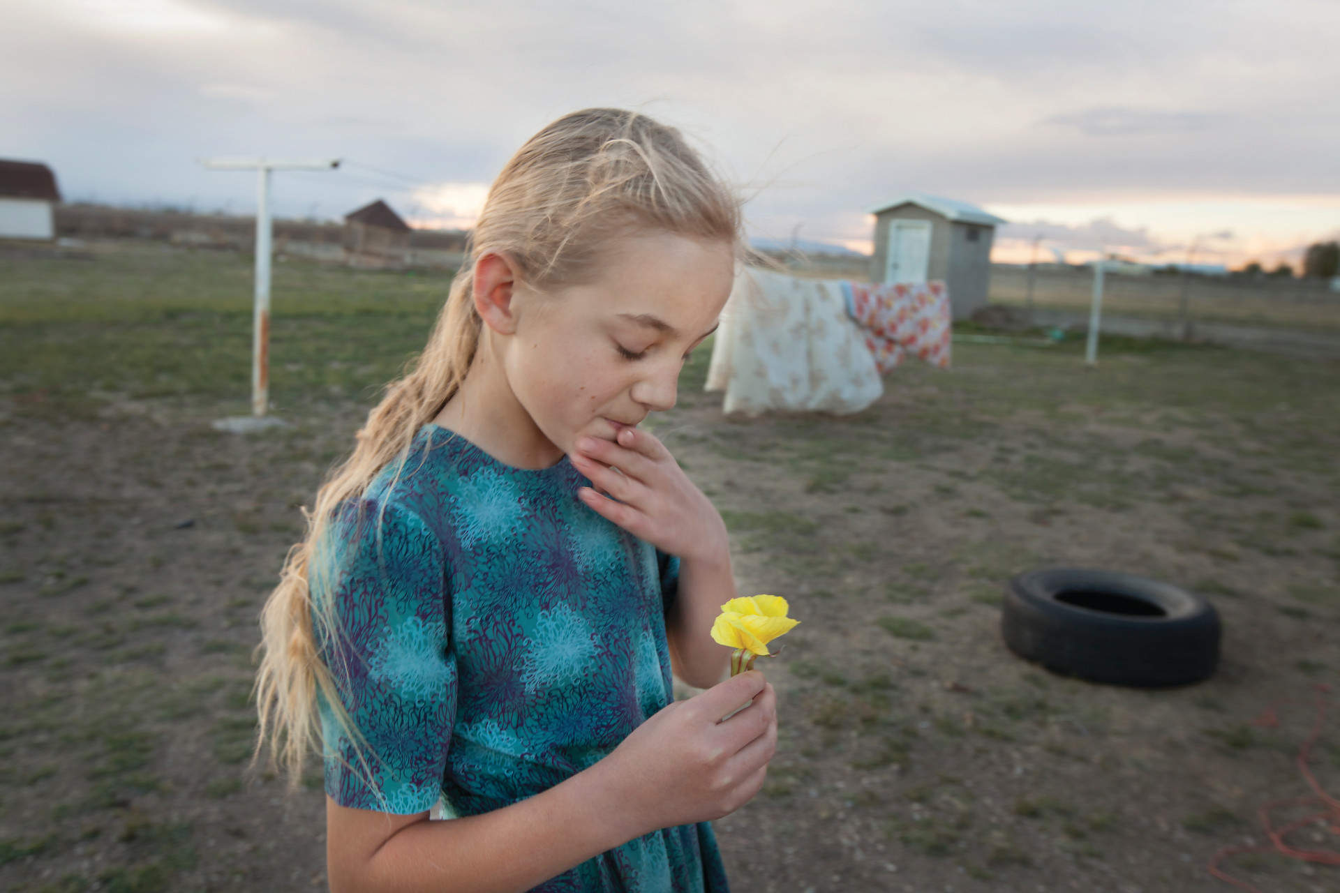 <small>Middle child Maria picks the first flower of spring instead of leaving it for the new tenants.</small>