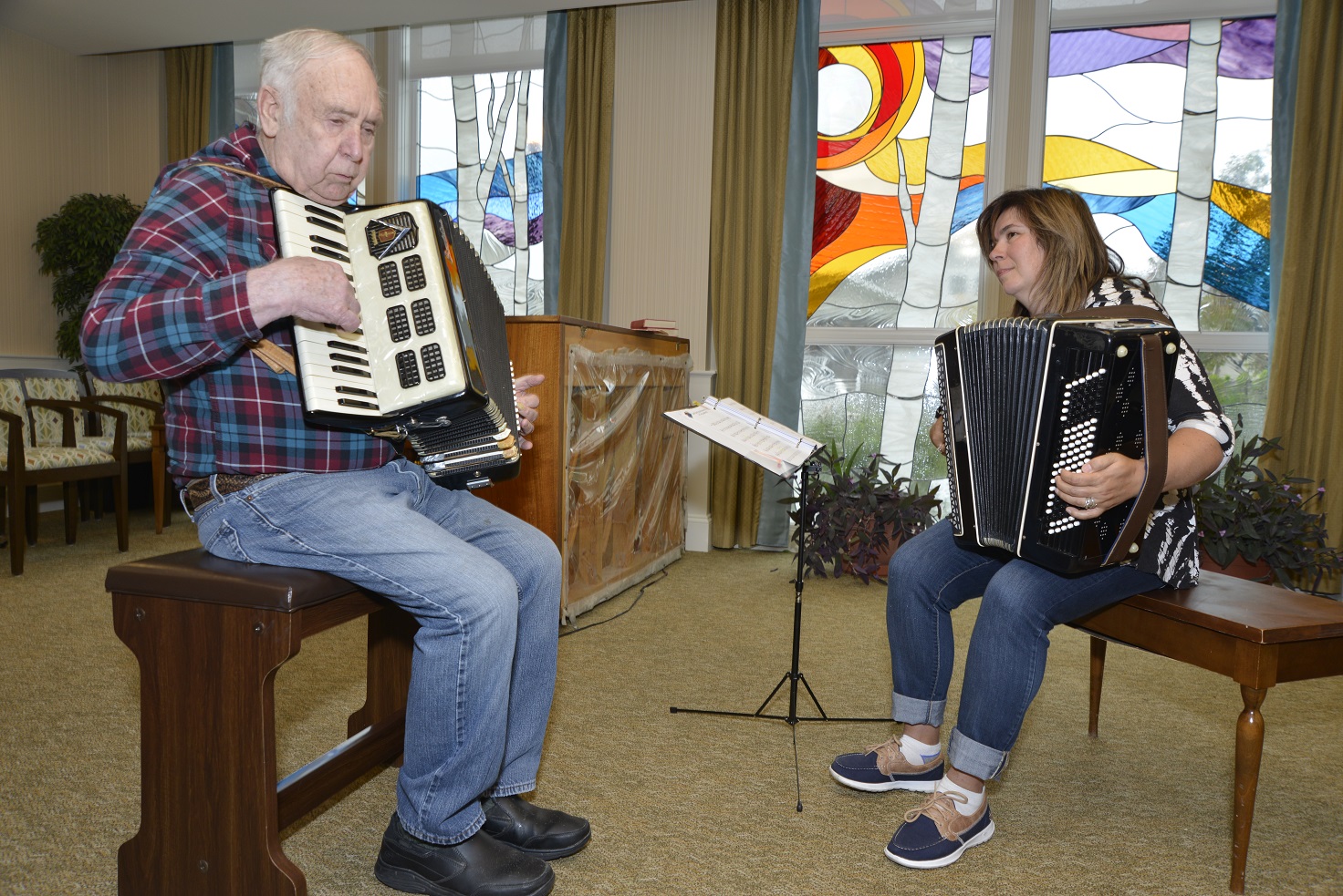 Natalia Osypenko has become Dale Hulston’s regular music partner. She says playing with Hulston reminds her of her grandparent’s love of music. Photo by Don Hall