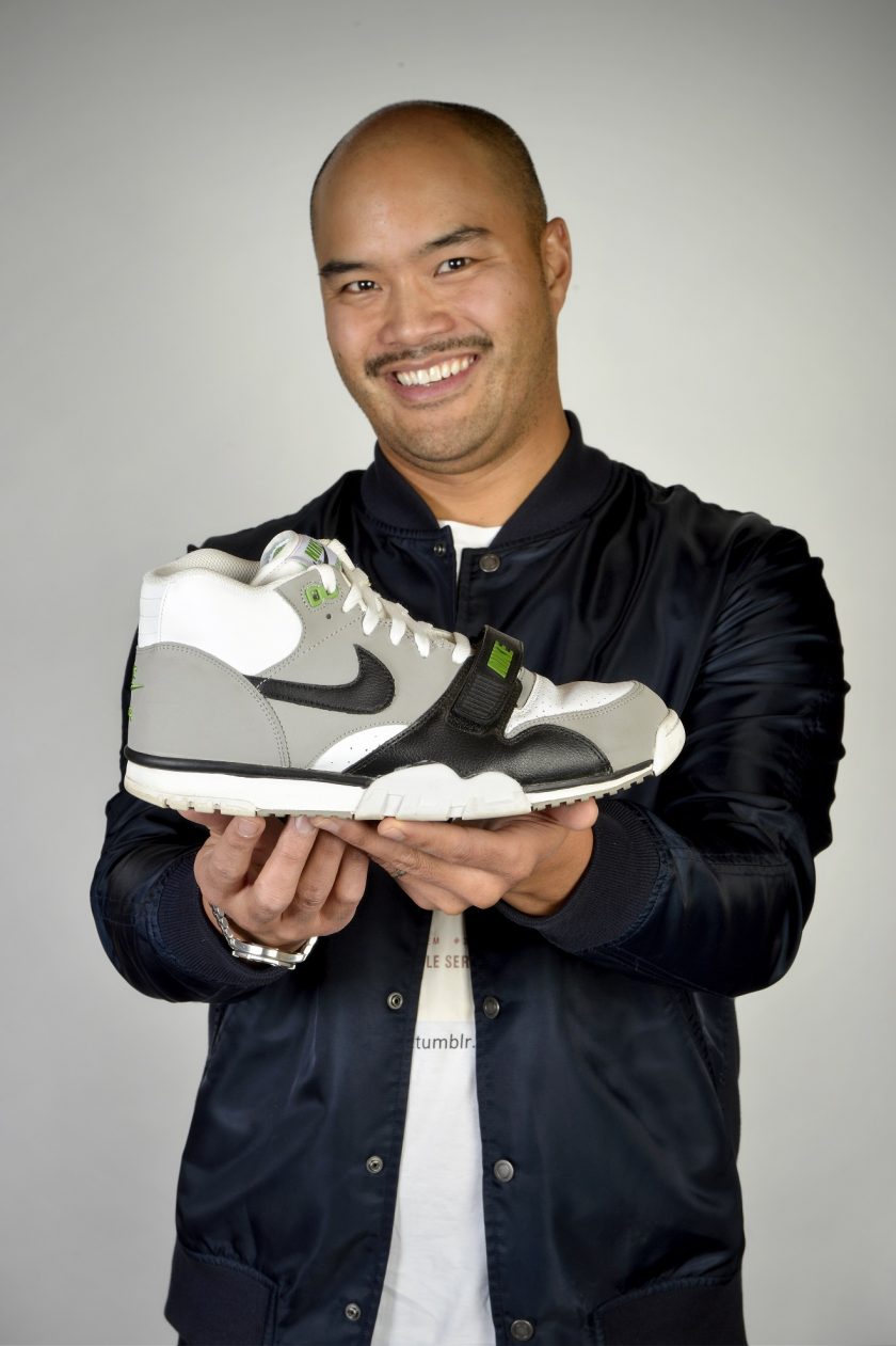 In Grade 2 Pulga wanted but didn’t get Nike’s 1987 Air Trainer 1 “Chlorophyll.” He was finally able buy a pair when Nike reissued them in 2012. Photo by Trevor Hopkin