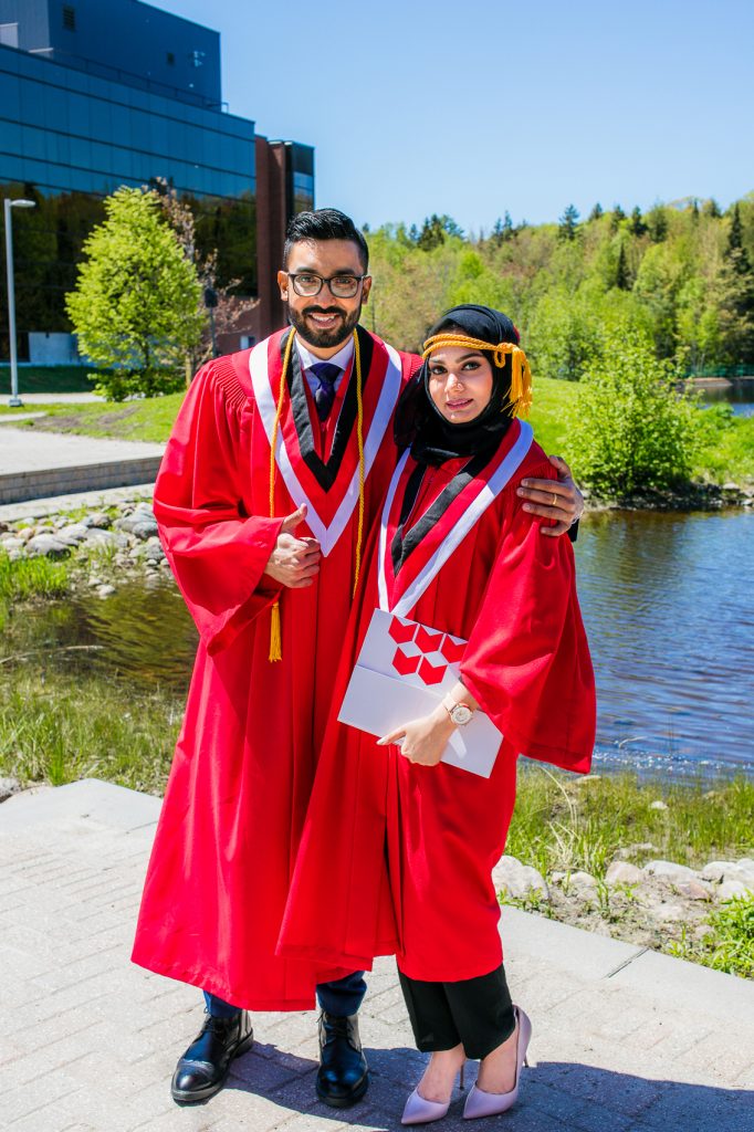 Portrait- Convocation-North Bay-Ontario#4 Ramiz and his wife, Faeqa Farooq, were both accepted for postgraduate diplomas at Canadore College in North Bay, Ontario where Ramiz earned a certificate in project management and IT with academic honours in 2019.