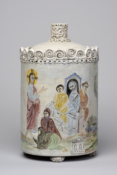 <small>Maria Gakovic (1913-1999), Resurrection of Lazarus, c.1989, porcelain, glaze. Gift of Dr. Morris C. Shumiatcher, O.C, S.O.M., Q.C. and Dr. Jacqui Clay Shumiatcher, O.C. © the Estate of Maria Gakovic. Reproduced with permission. Photograph by the University of Regina.
</small>