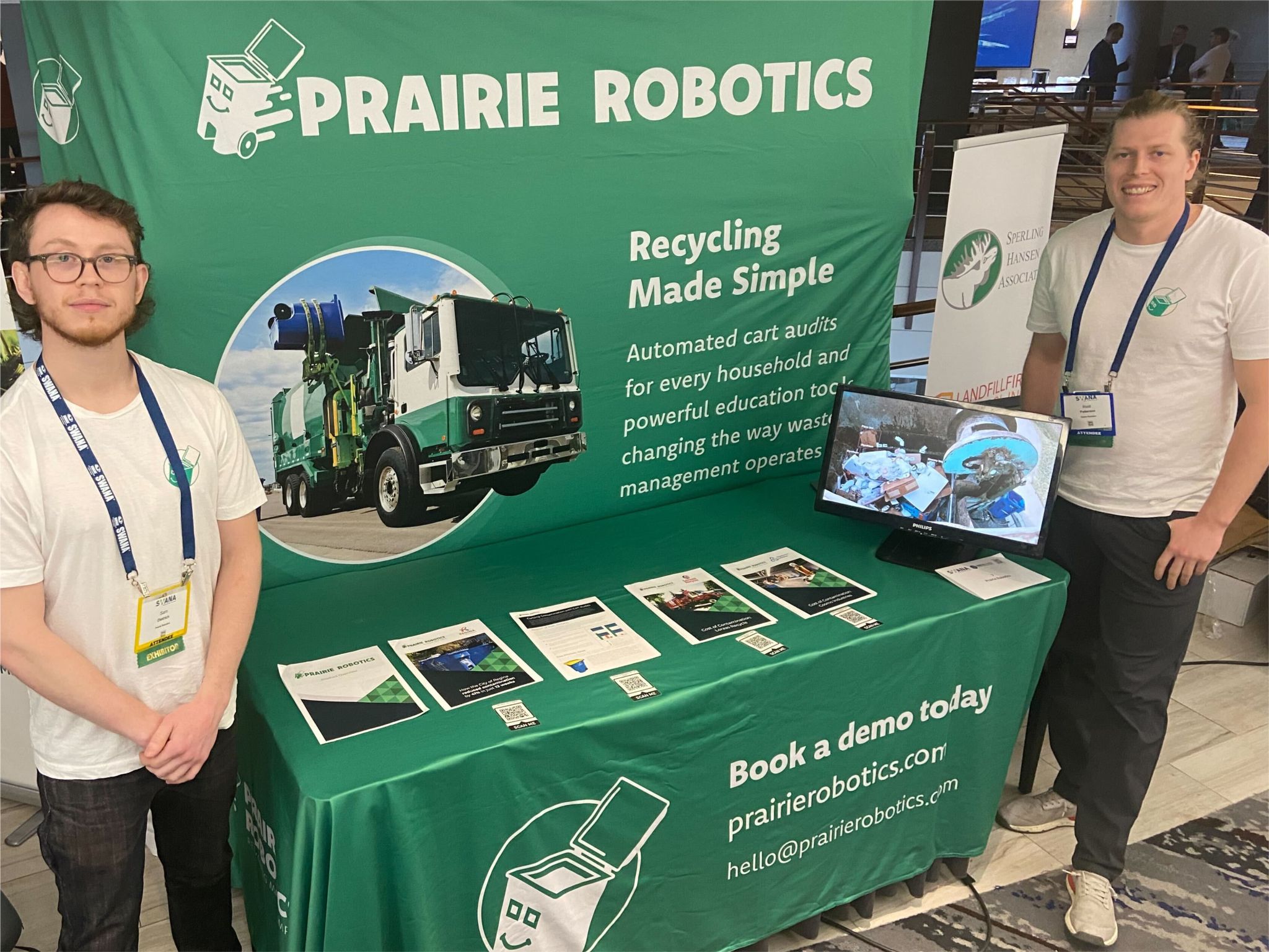 Dietrich and software developer Reid Patterson at the Northwest Regional Symposium in April 2022. The theme of the symposium was Winds of Change – Achieving Sustainability in Solid Waste.  
