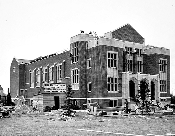 Darke Hall under construction in 1929. 
