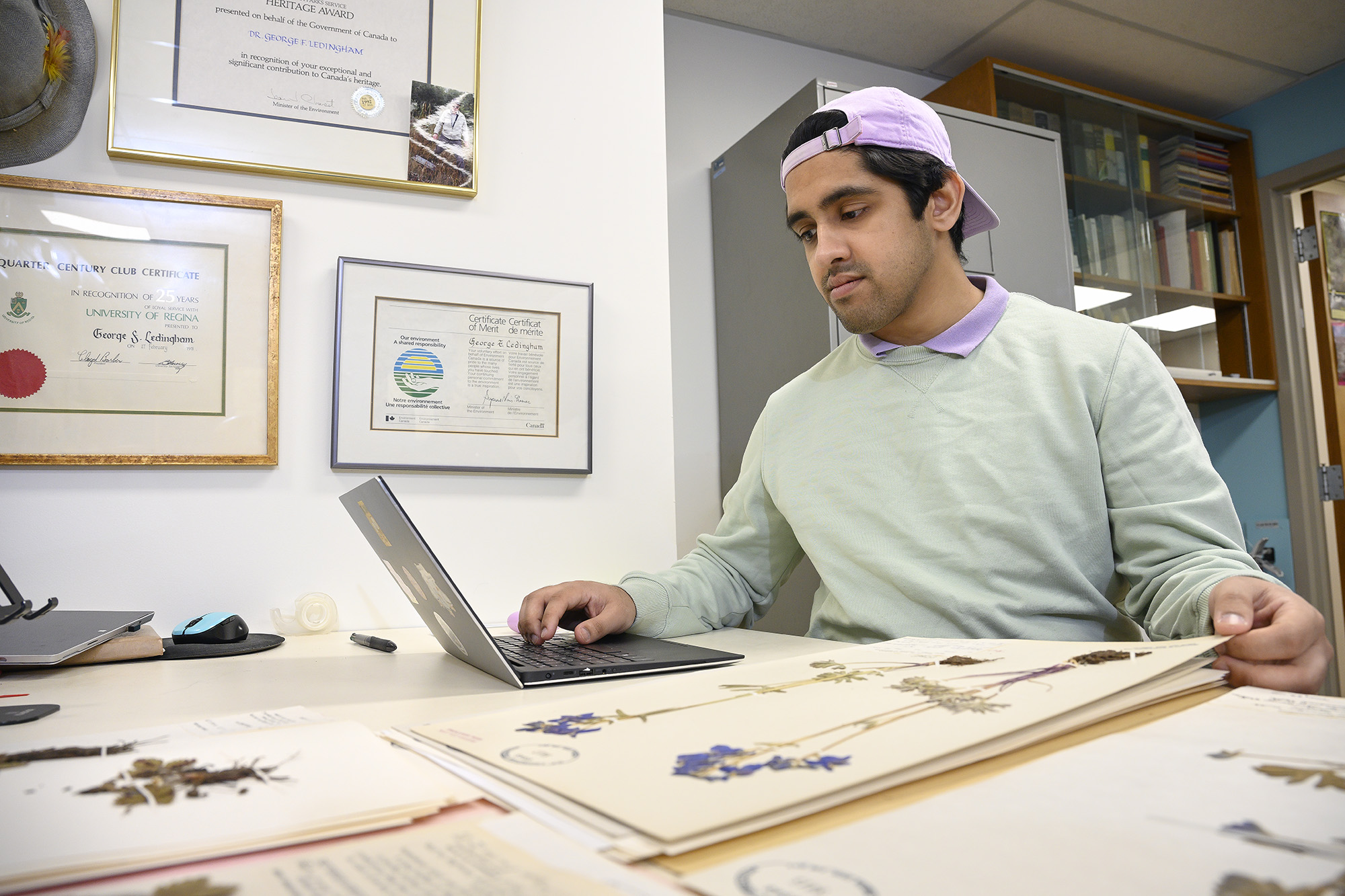 Bazil Rehman's BSc ’23  time in the herbarium has turned the Faculty of Science graduate into an expert at finding the scientific names of plant samples.  
