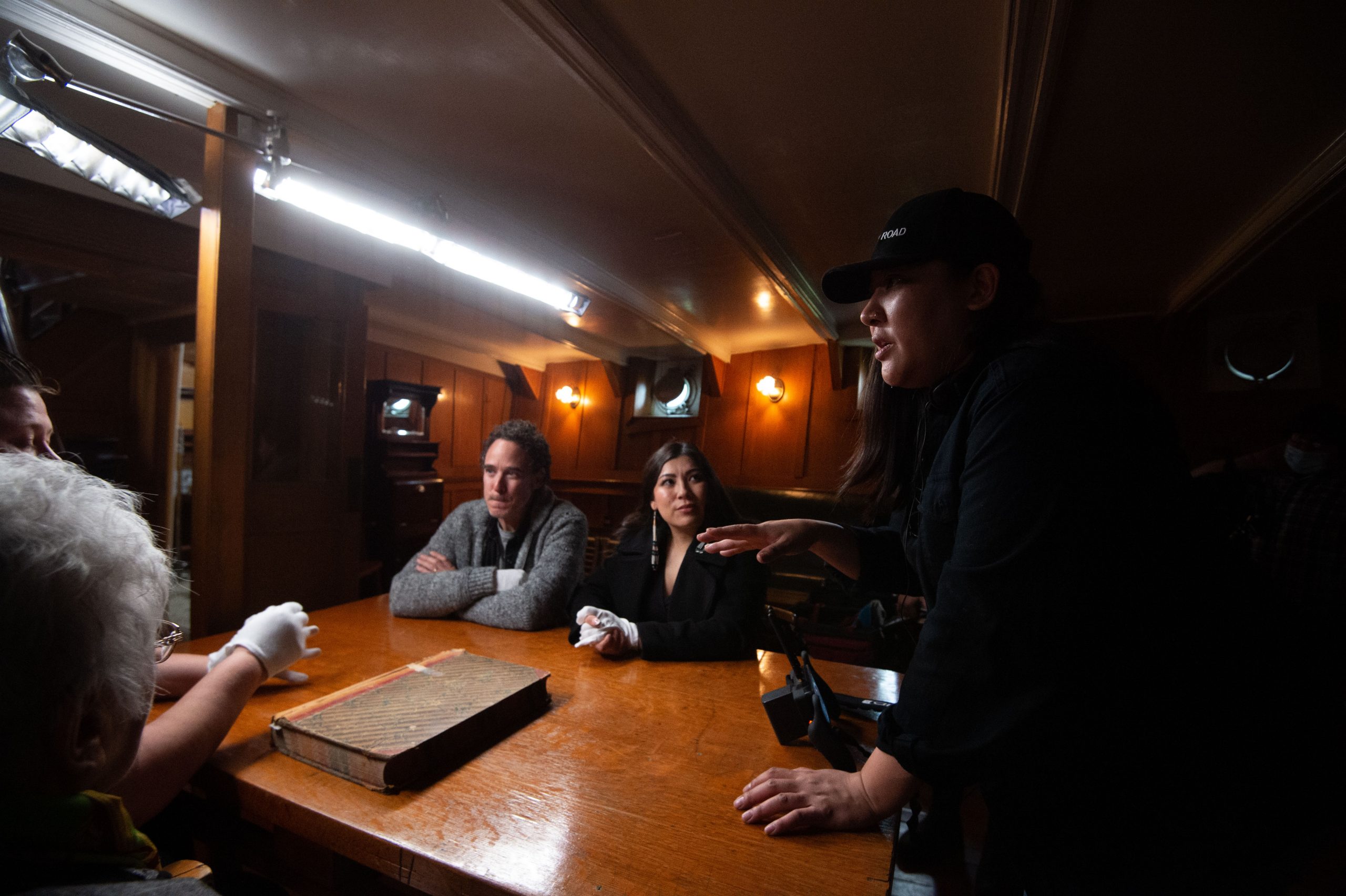 Three individuals on film seet