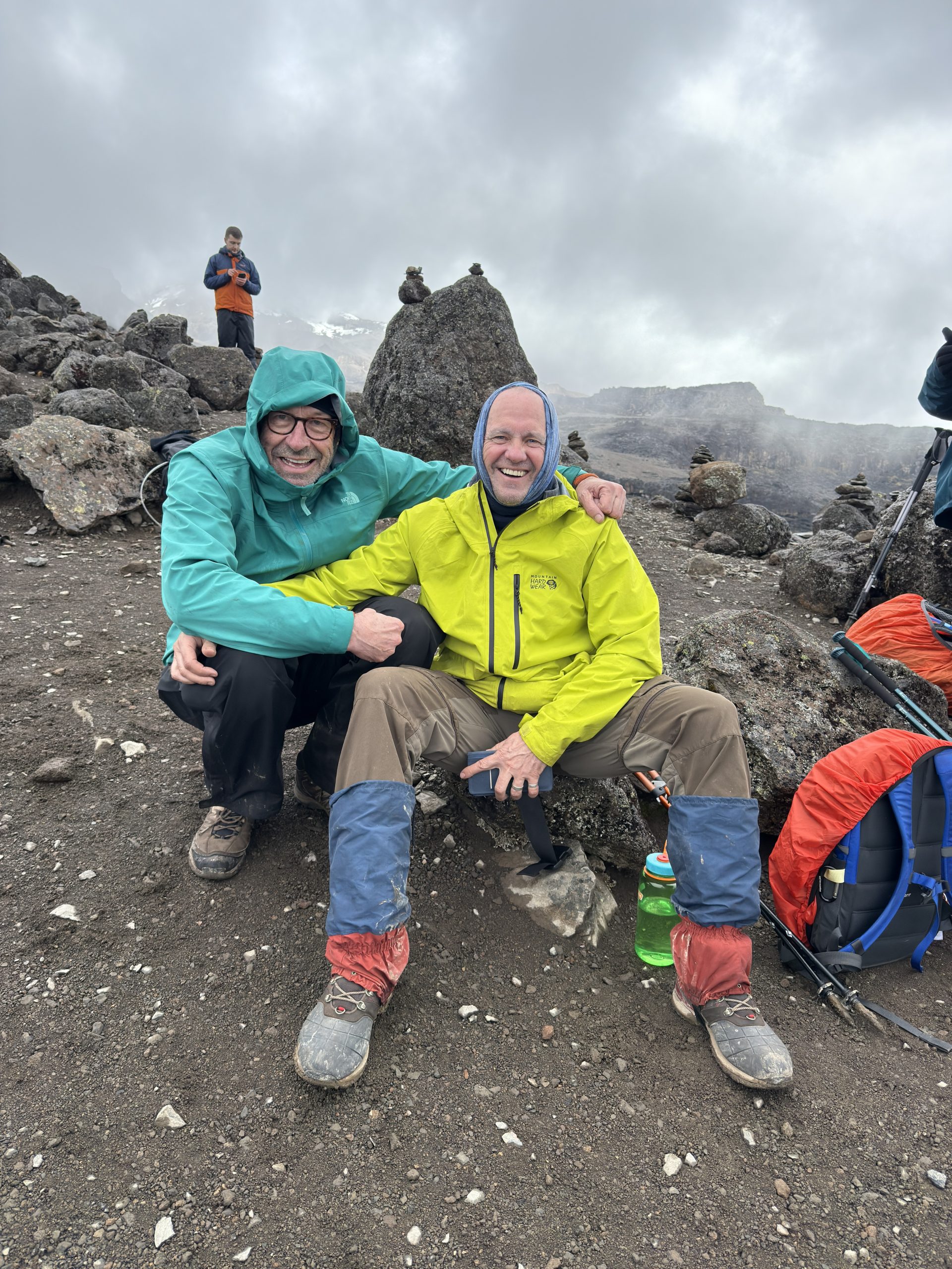 IMG_0702 Campbell and Asselin share a laugh during the last days of their Kilimanjaro climb in March.