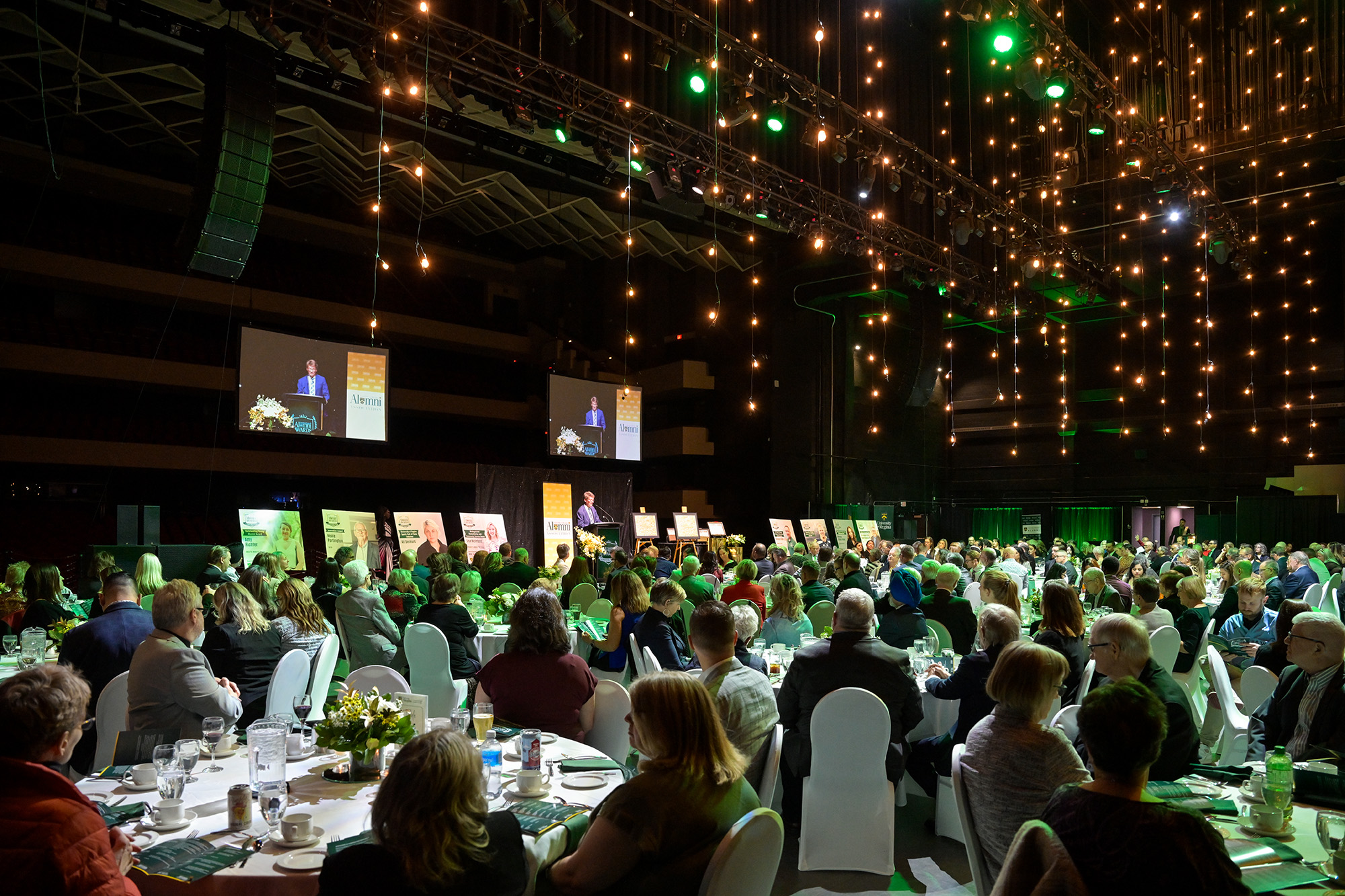 Room with individuals in celebratory mood